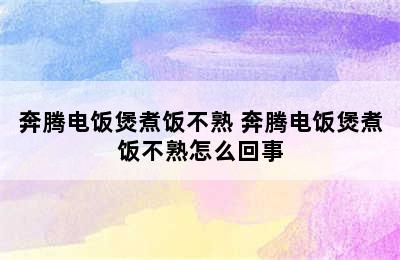 奔腾电饭煲煮饭不熟 奔腾电饭煲煮饭不熟怎么回事